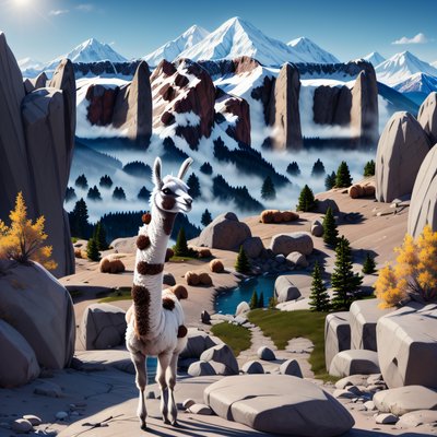 Llama Mountain Trail Digital Painting QR Code Art