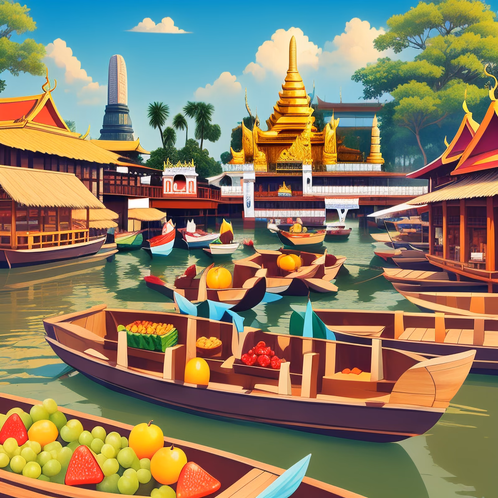 Bangkok Floating Market Vector QR Code for Posters — image 1