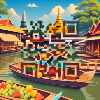 Bangkok Floating Market Vector QR Code for Posters — image 1