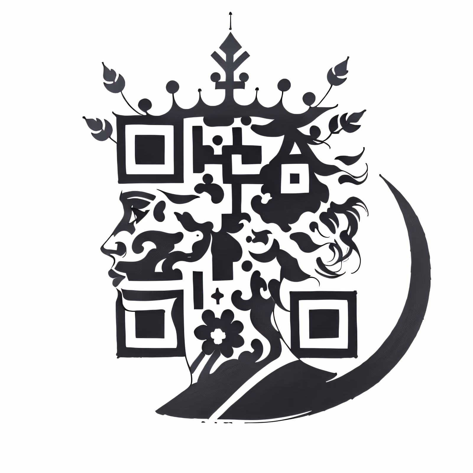 Greek Profile Silhouette Tattoo QR Code for Temporary Tattoos — image 1