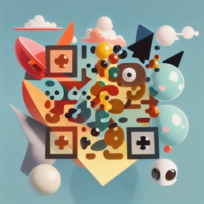 Abstract Floating Shapes Vector QR Code for Stickers