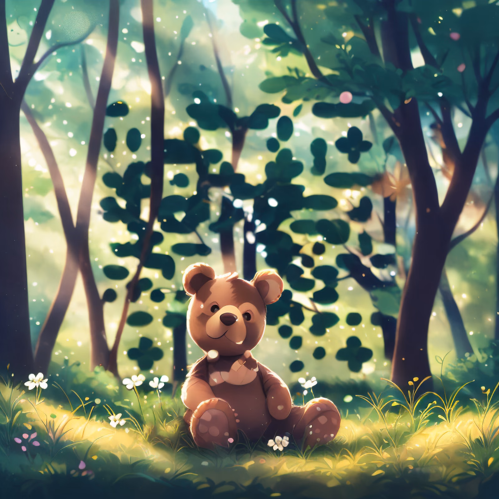 Teddy Bear Forest Digital Painting QR Code Art — image 1