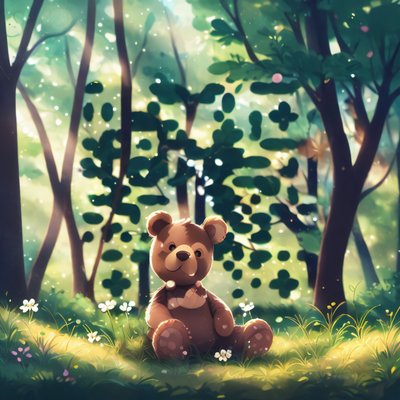 Teddy Bear Forest Digital Painting QR Code Art