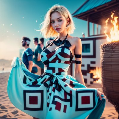 Beach Party Woman 3D Render QR Code for Posters