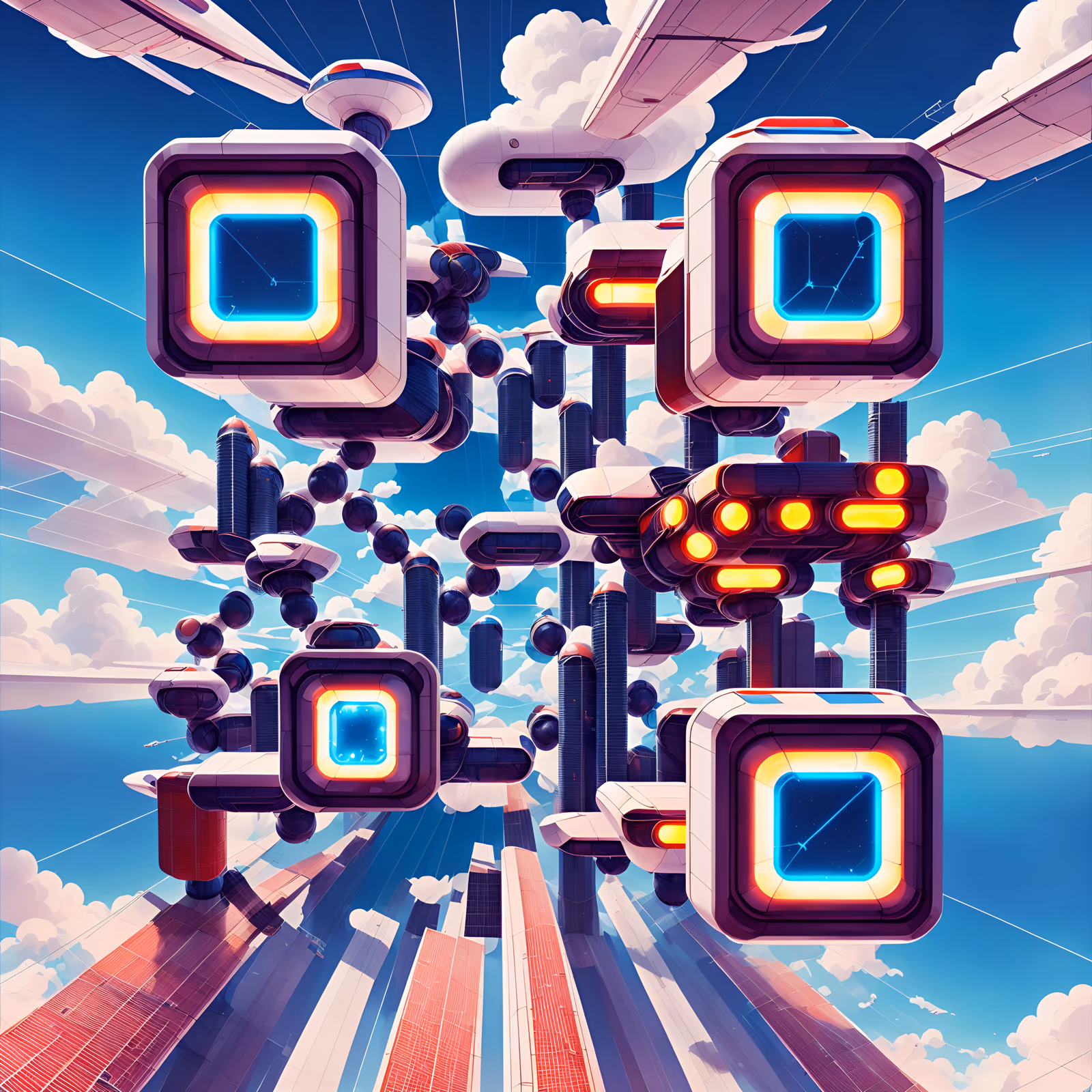 Ретрофутуристические небесные капсулы: цифровой QR-код для постеров — изображение 1