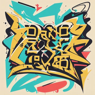 Yellow Graffiti Lettering Abstract QR Code for Apparel