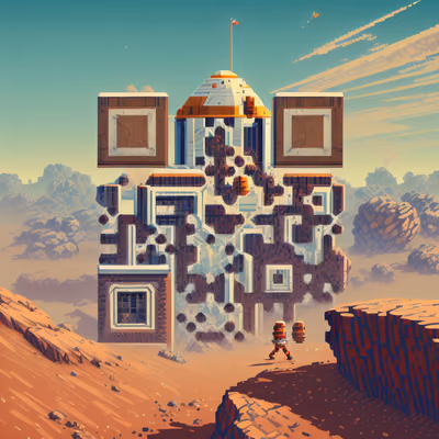 Пиксельный аванпост на Марсе: QR-код в пиксель-арте — изображение 1