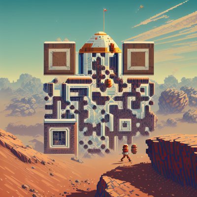 Pixel Art Mars Outpost QR Code Art