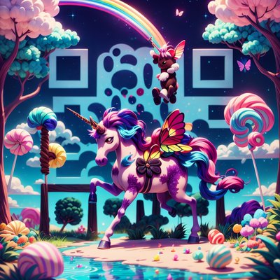 Candy Forest Unicorn 3D QR Code for Posters