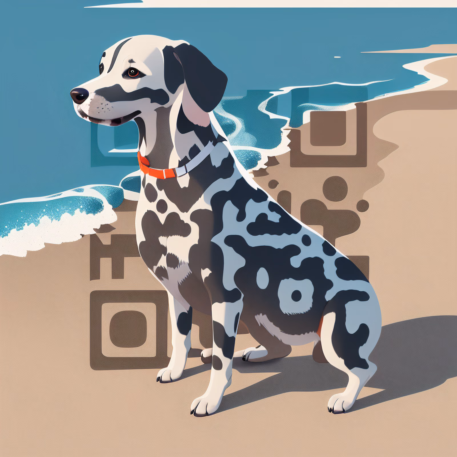 Dalmatian on Beach Vector QR Code Art — image 1