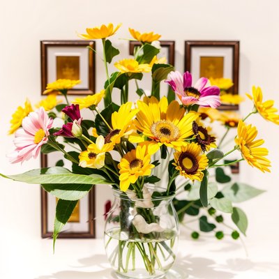 Yellow Daisy Bouquet Photo QR Code Art