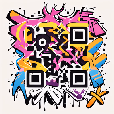 Pink Yellow Graffiti Lettering QR Code for Apparel — image 1