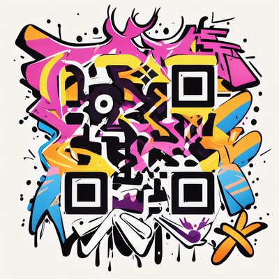 Pink Yellow Graffiti Lettering QR Code for Apparel