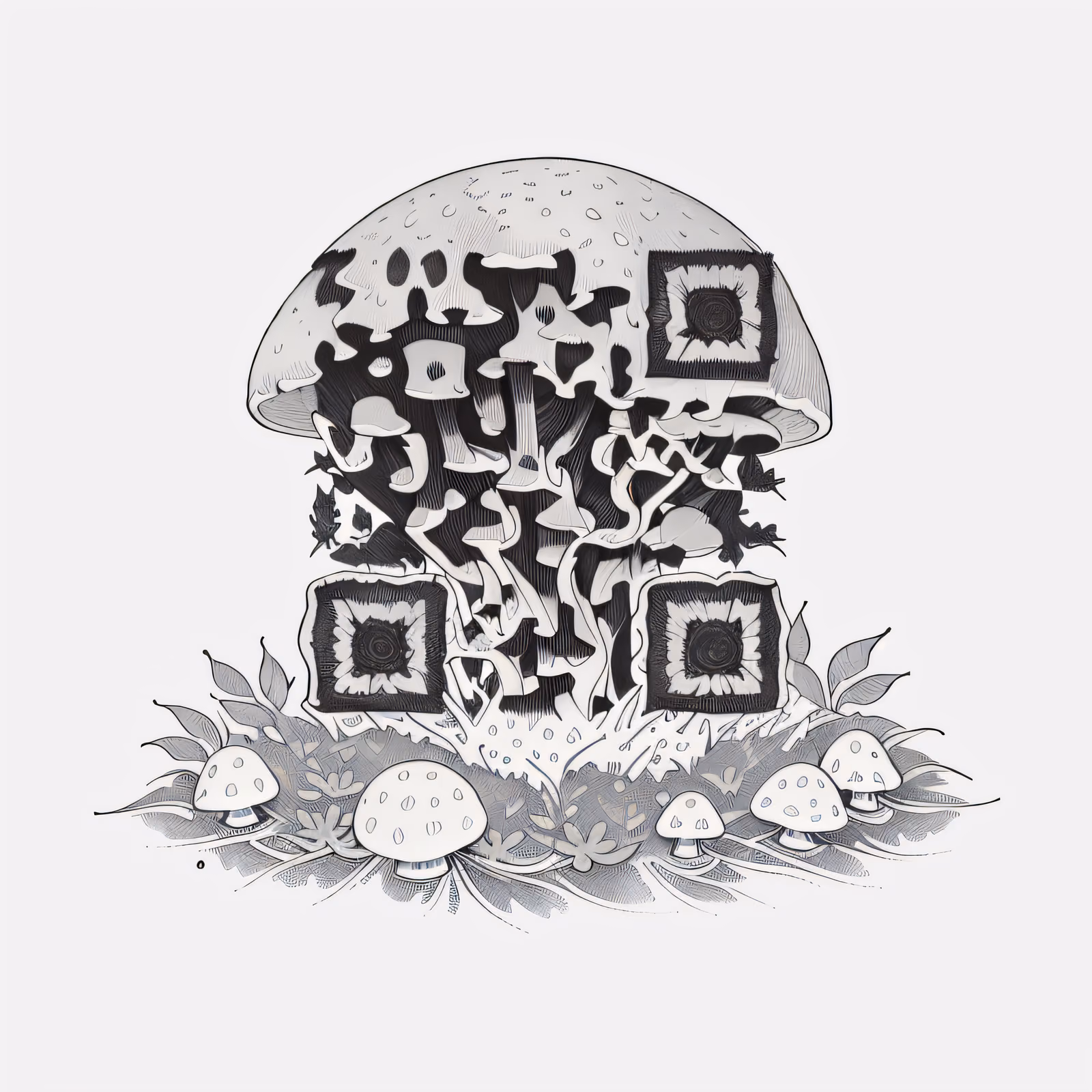 Mushroom Moss Ink Tattoo QR Code for Temporary Tattoos — image 1