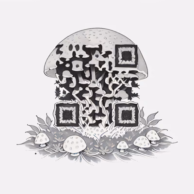 Mushroom Moss Ink Tattoo QR Code for Temporary Tattoos — image 1