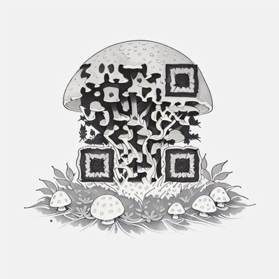 Mushroom Moss Ink Tattoo QR Code for Temporary Tattoos