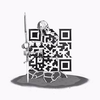 Kneeling Knight Ink Tattoo QR Code for Temporary Tattoos — image 1