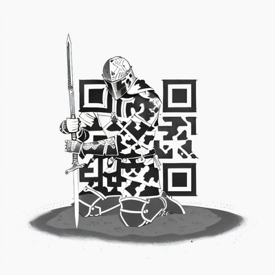 Kneeling Knight Ink Tattoo QR Code for Temporary Tattoos