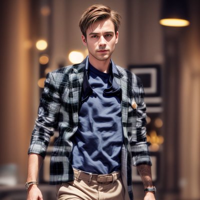 Plaid Jacket Man Photorealistic QR Code for Posters