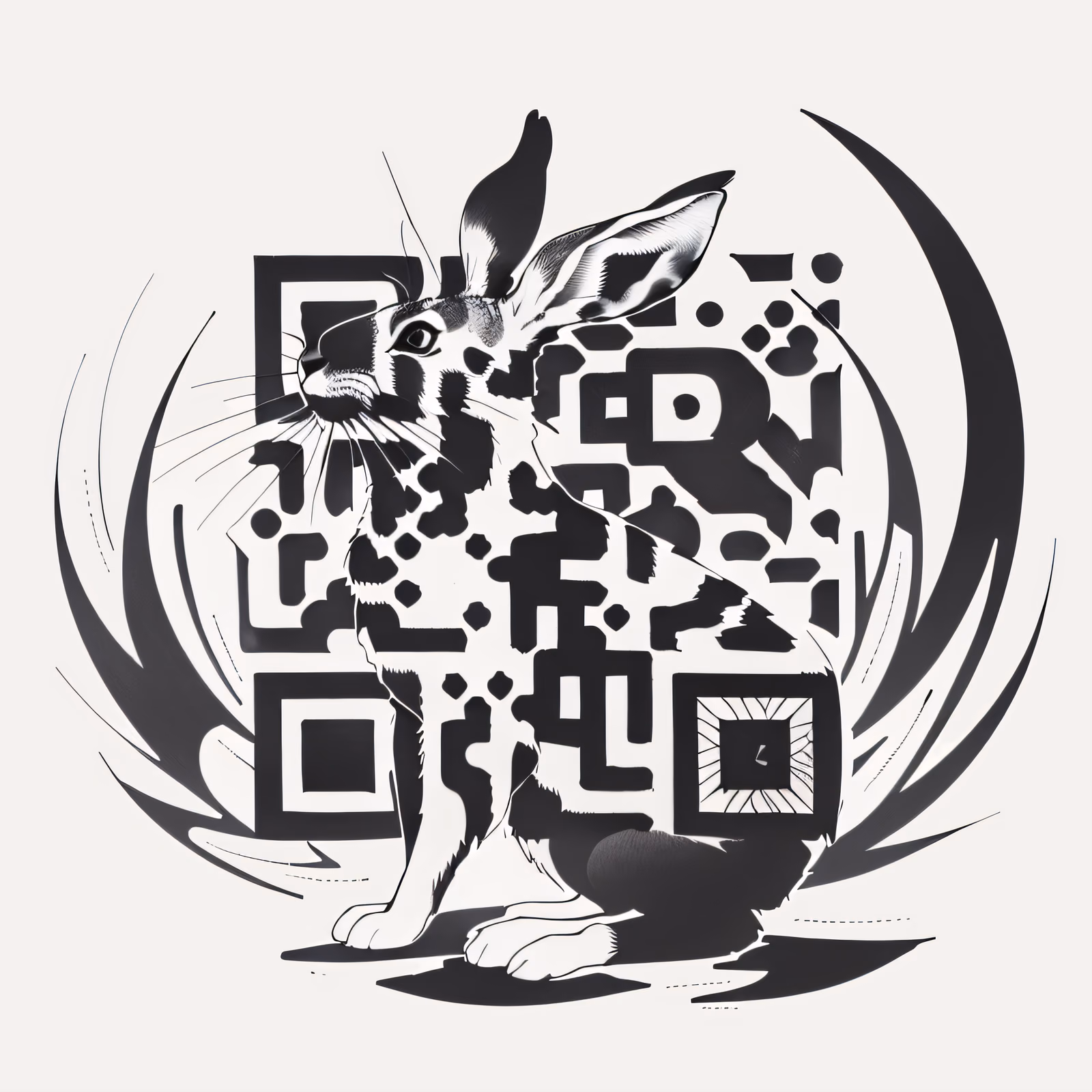 Заяц в гербе: QR-код в стиле татуировки для временных татуировок — изображение 1