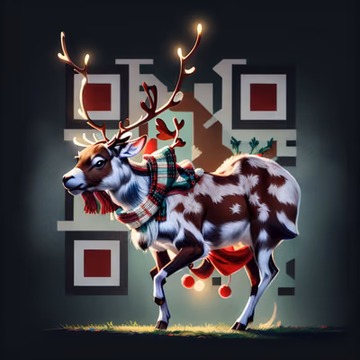 Glowing Antler Reindeer Digital Painting QR Code for Greeting Cards — image 1