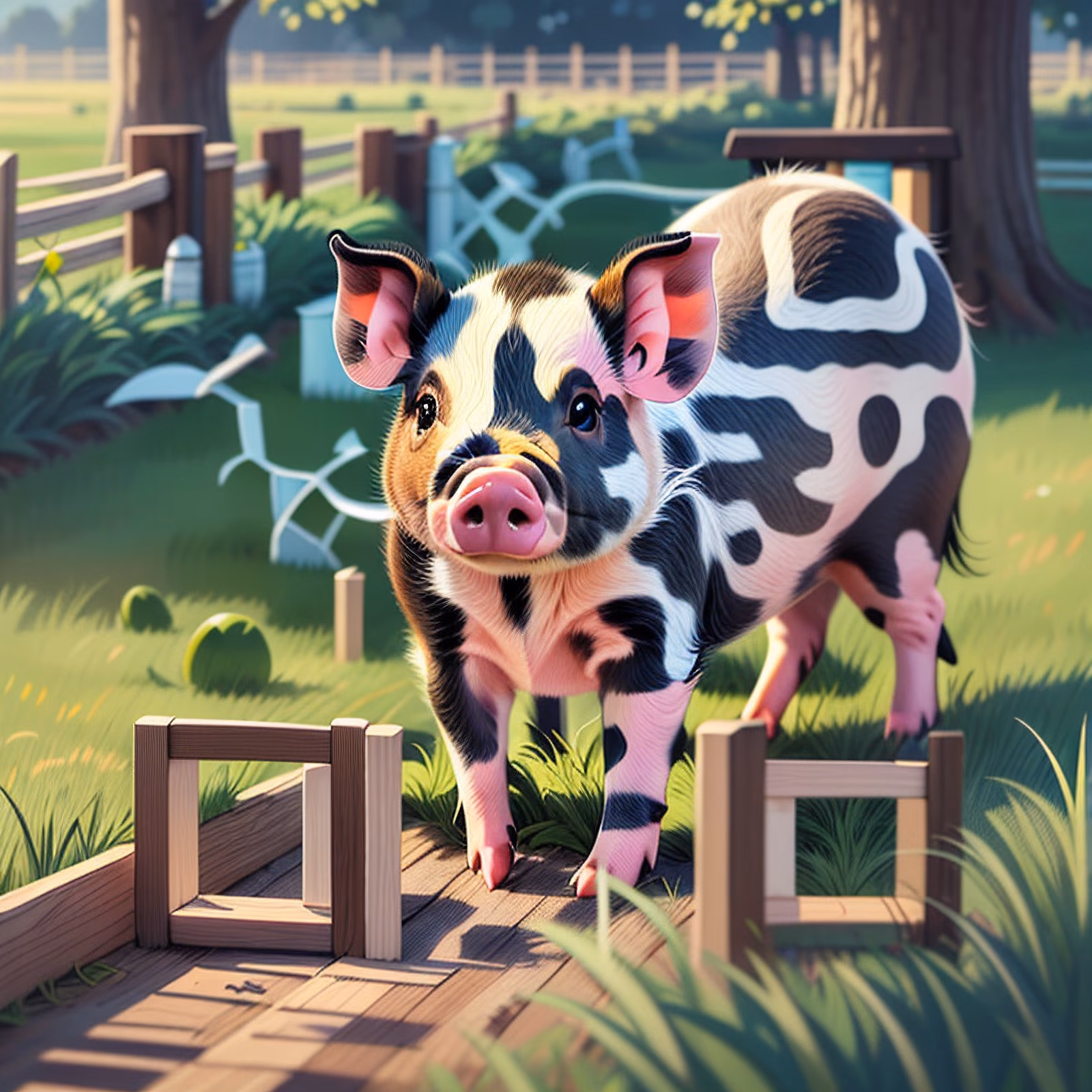 Spotted Mini Pig Digital Painting QR Code for Posters — image 1