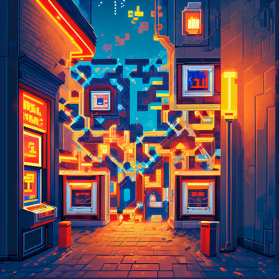 Pixel Arcade Alley Neon QR Code for Posters — image 1