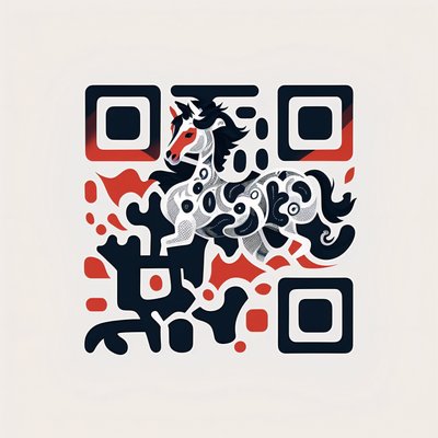 Galloping Horse Flat Vector Animals QR Code for Posters