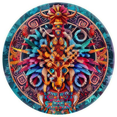 Aztec Feathered Serpent God Illustration QR Code for Stickers