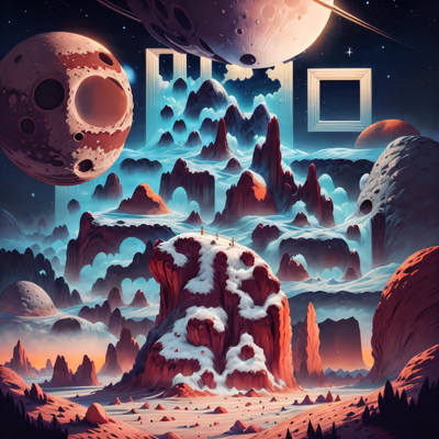 Alien Moonscape Red Rock Fantasy QR Code for Posters — image 1