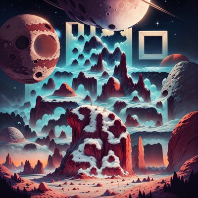 Alien Moonscape Red Rock Fantasy QR Code for Posters