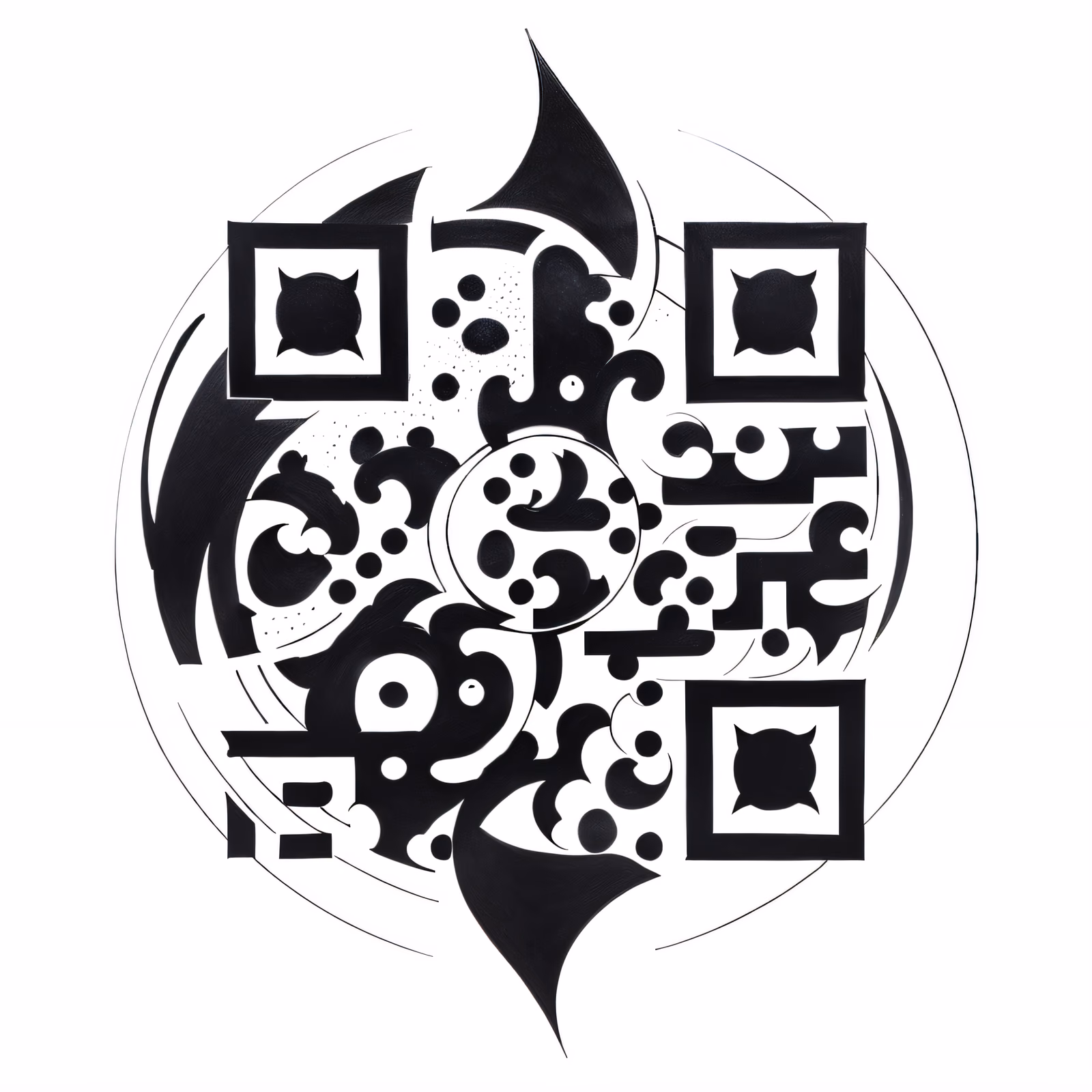 Yin Yang Ink Tattoo Symbol QR Code for Temporary Tattoos — image 1