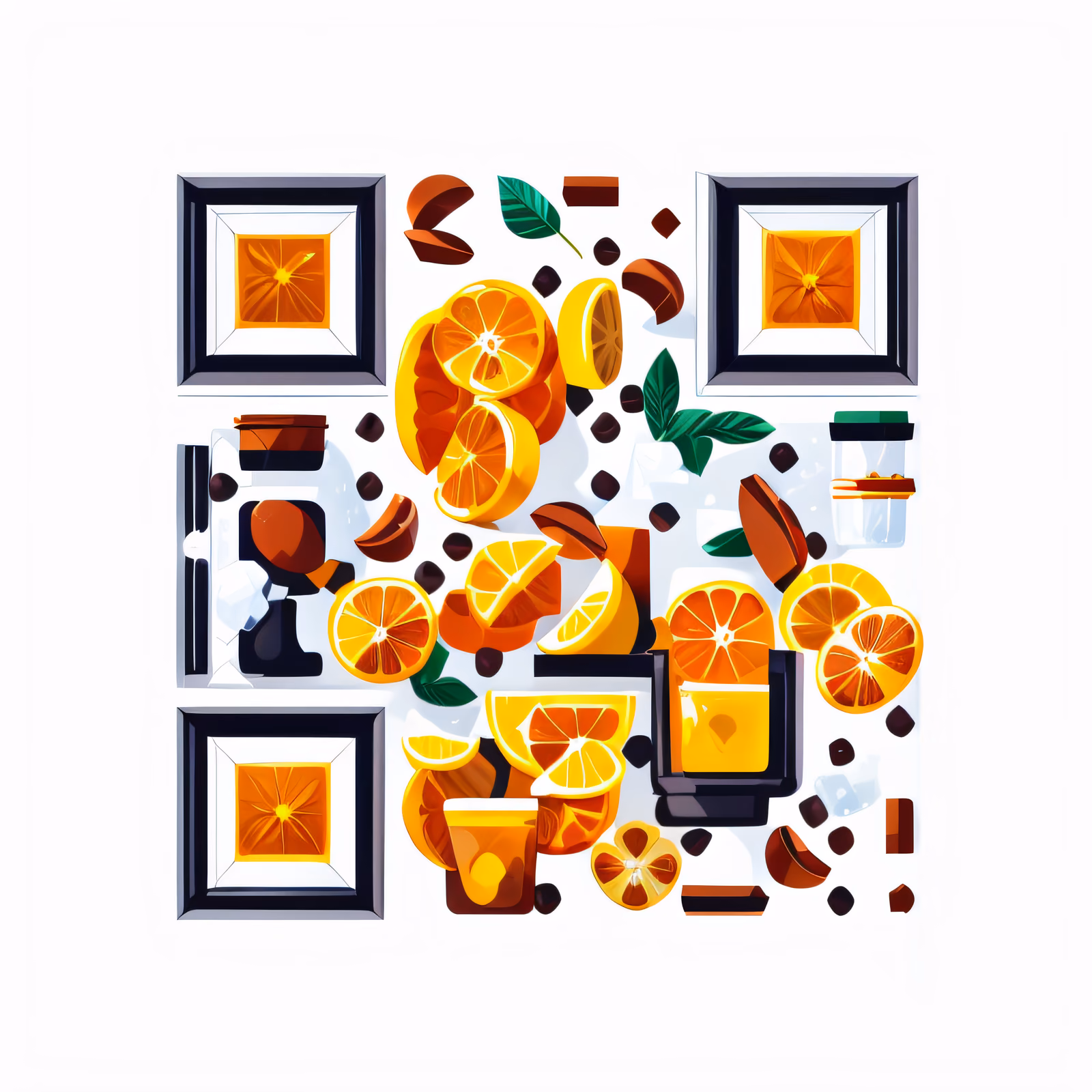Citrus Slices Vector QR Code for Packaging — image 1