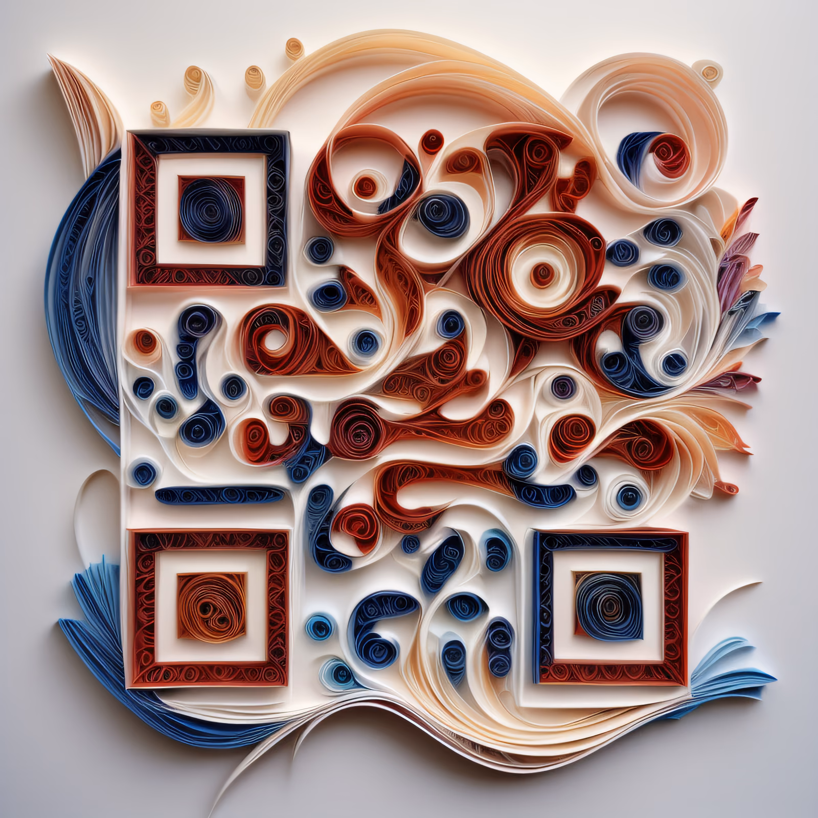 Coiled Paper Swirls Quilling Pattern QR Code Art — image 1