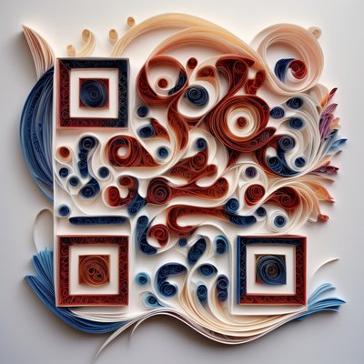 Coiled Paper Swirls Quilling Pattern QR Code Art