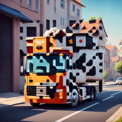 Garbage Truck Street Digital Painting QR Code for Posters