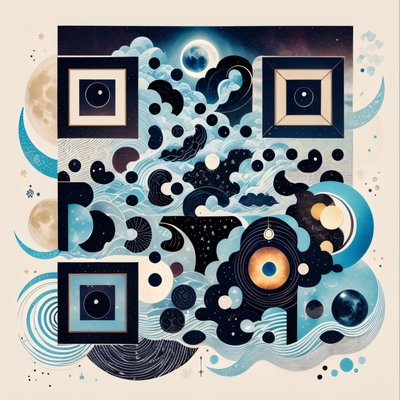 Celestial Moon Phases Collage QR Code for Posters