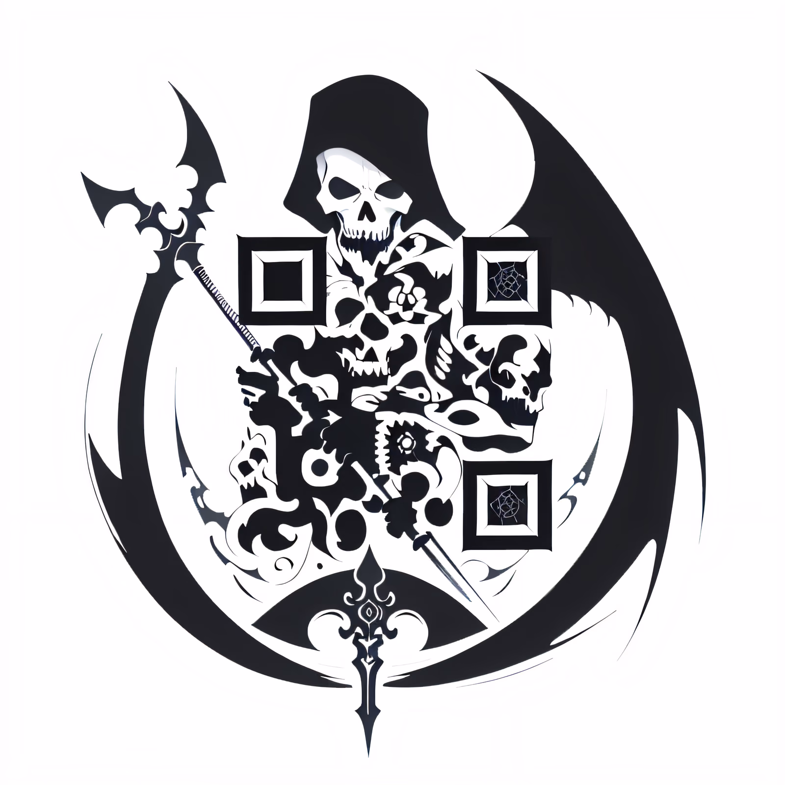 Смерть с косой: QR-код для временных татуировок — изображение 1