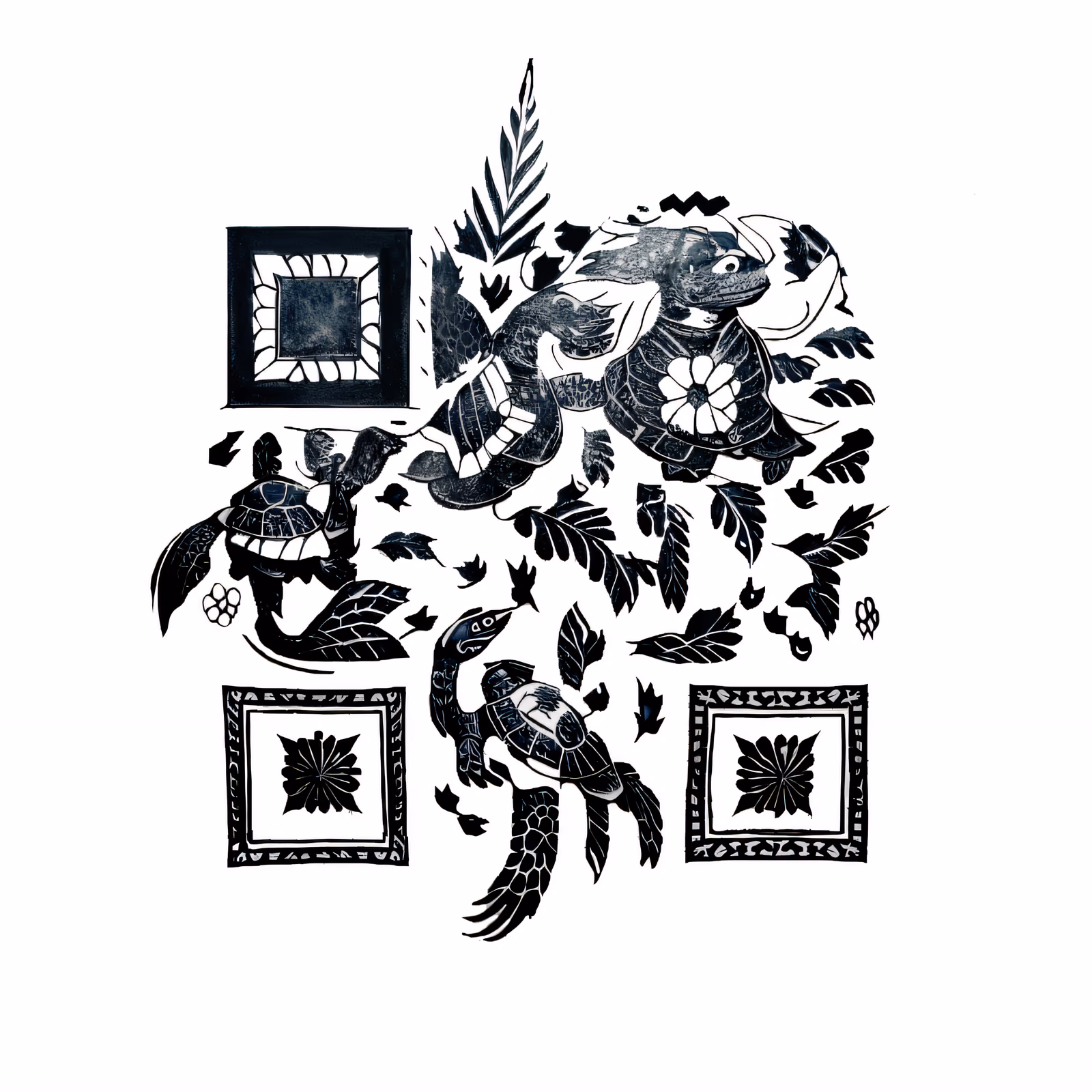 Полинезийская татуировка с черепахами в QR-коде — изображение 1