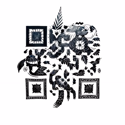 Полинезийская татуировка с черепахами в QR-коде — изображение 1
