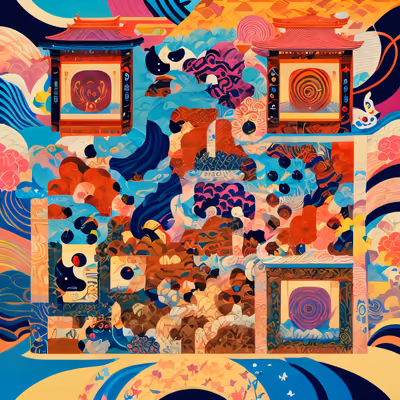 Japanese Pagoda Wave Pattern QR Code Art — image 1