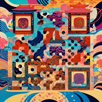 Japanese Pagoda Wave Pattern QR Code Art
