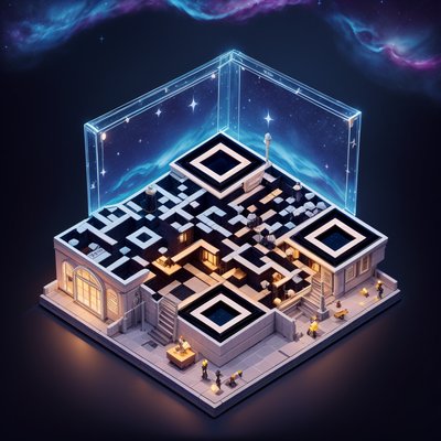 Starlight Observatory Isometric Diorama QR Code for Posters
