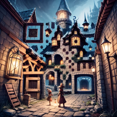 QR-код для постеров: сказочная деревенская улица с фонарями — изображение 1