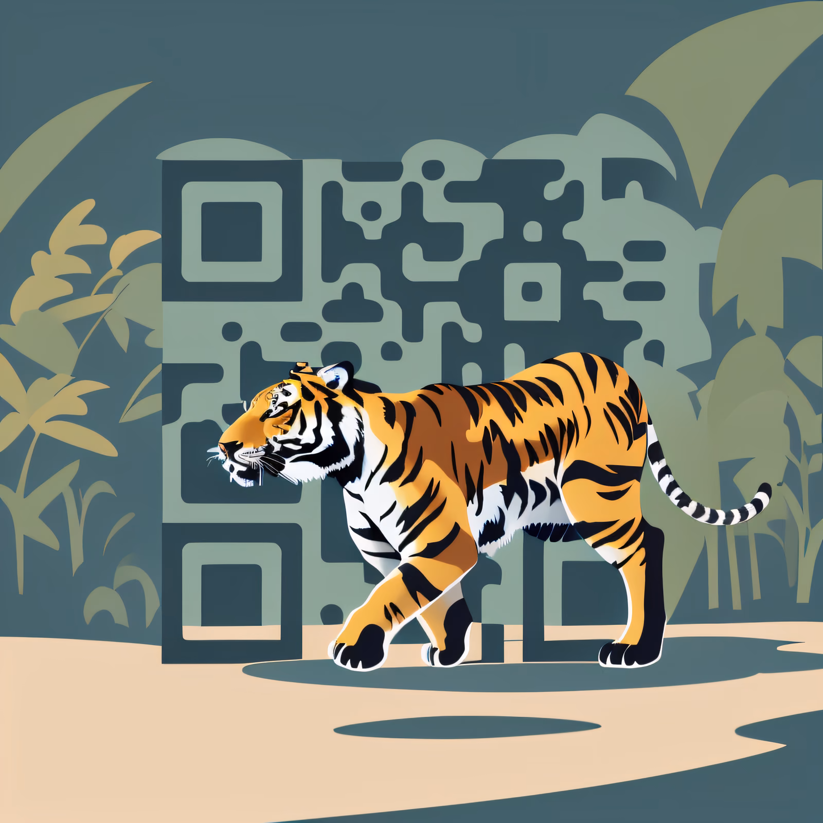 Tiger Riverbank Jungle Vector QR Code for Posters — image 1