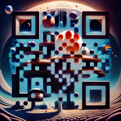 Surreal Floating Planets Architecture QR Code Art