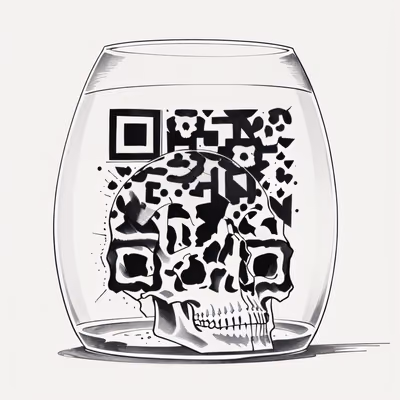 Skull in Glass Terrarium Tattoo QR Code for Apparel — image 1