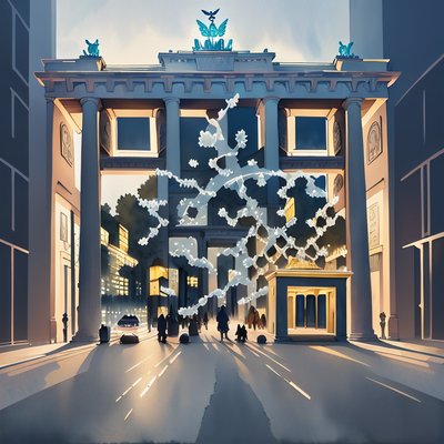 Berlin Brandenburg Gate Watercolor QR Code for Posters
