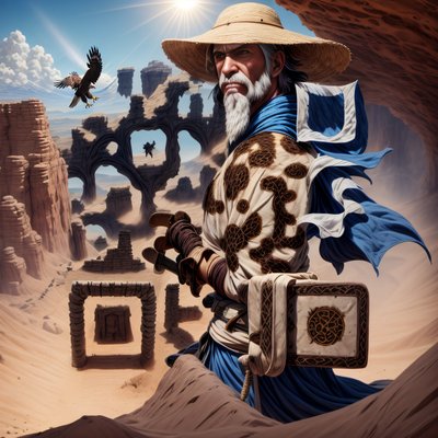 Desert Swordsman Canyon Fantasy QR Code for Posters