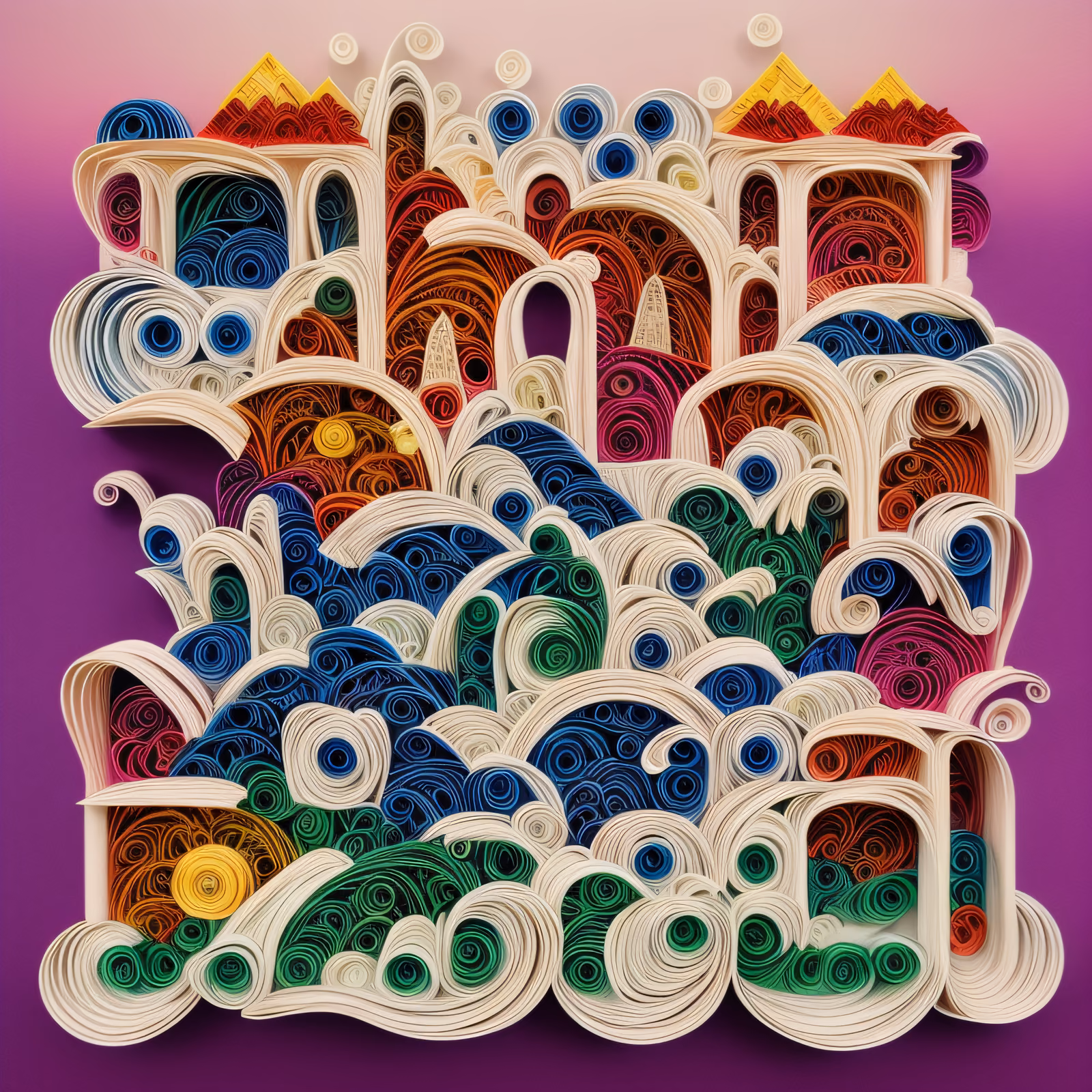 Colorful Paper Quilling Arches QR Code Art — image 1